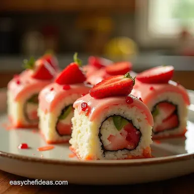 The Sweet Roll Revival Strawberry Shortcake Sushi Rolls Recipe Card