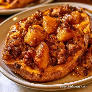 Stuffed Sweet Potato Recipe with Beef Recipe Card