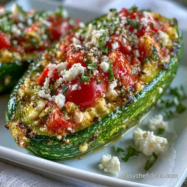 Easy Stuffed Zucchini Boats for 4 Recipe Card