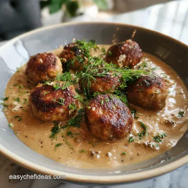 Swedish Meatballs Recipe with Creamy Gravy Recipe Card