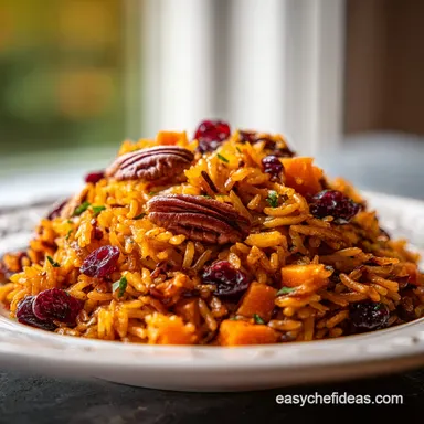 Cranberry Pecan Sweet Potato Wild Rice Pilaf for 8 Servings Recipe Card