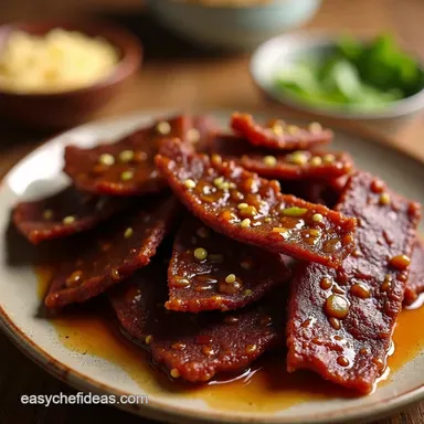Easy TERIYAKI BEEF JERKY Recipe Sweet Savory Goodness Recipe Card