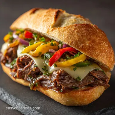 Authentic SlowCooked Italian Beef Sandwich Chicago Style Recipe Card
