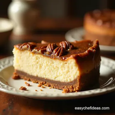 The Best Pecan Pie Cheesecake NoCrack New York Style Recipe Recipe Card