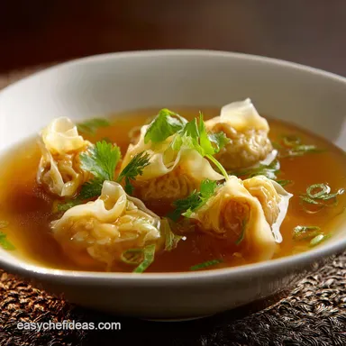 Authentic Wonton Soup Recipe Clear Broth and Silky Cantonese Wontons Recipe Card