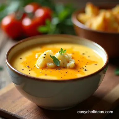 Cheesy Cauliflower Soup Creamy Comfort in a Bowl Recipe Card