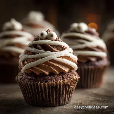 Chocolate Mummy Cupcakes: Decadent Halloween Dessert Recipe Recipe Card