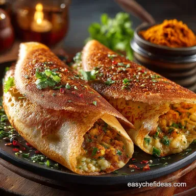 Golden Standard Crispy Masala Dosa Homemade Recipe with Spiced Filling Recipe Card