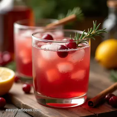 Festive Easy Holiday Drinks Alcohol Spiced Cranberry Gin Fizz Recipe Card