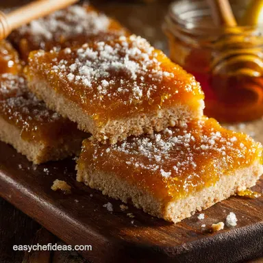 Honey Lemon Bars with Whole Wheat Shortbread Crust: Zesty Rustic Recipe Card