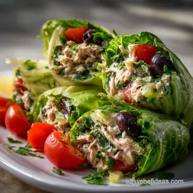 Tuna Salad Endive Wraps: Quick Low Carb Lunch Keto Meal Prep Recipe Card