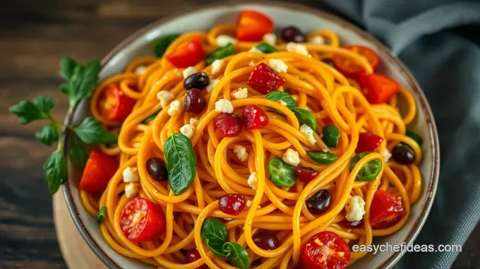Rainbow Spaghetti Pasta Salad with Tangy Vinaigrette