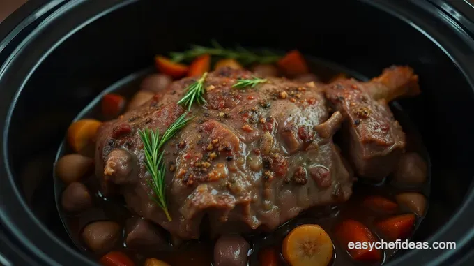 Slow-Cooked Mediterranean Lamb Leg in the Crockpot