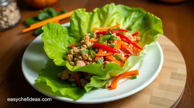 Thai Lettuce Wraps with Savory Minced Chicken and Peanut Sauce