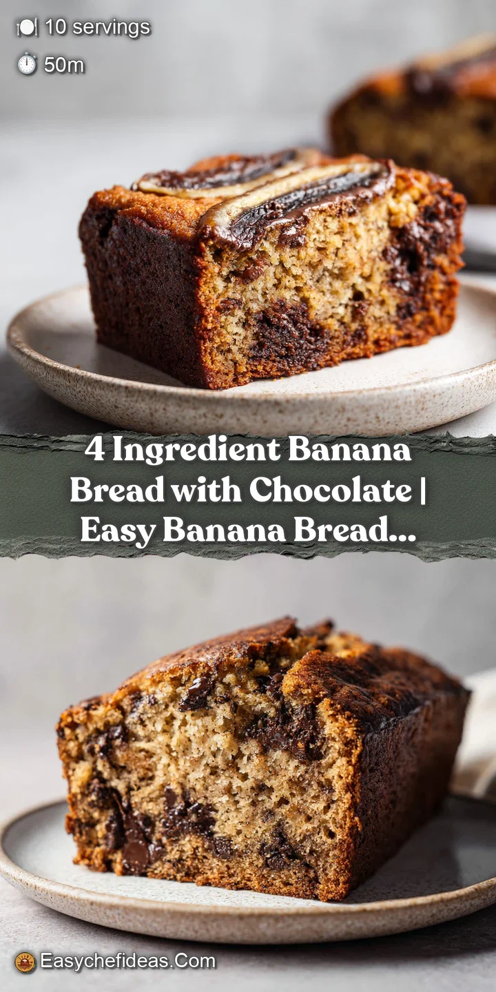 Close-up of a tender banana bread slice revealing swirls of rich, melted dark chocolate within.