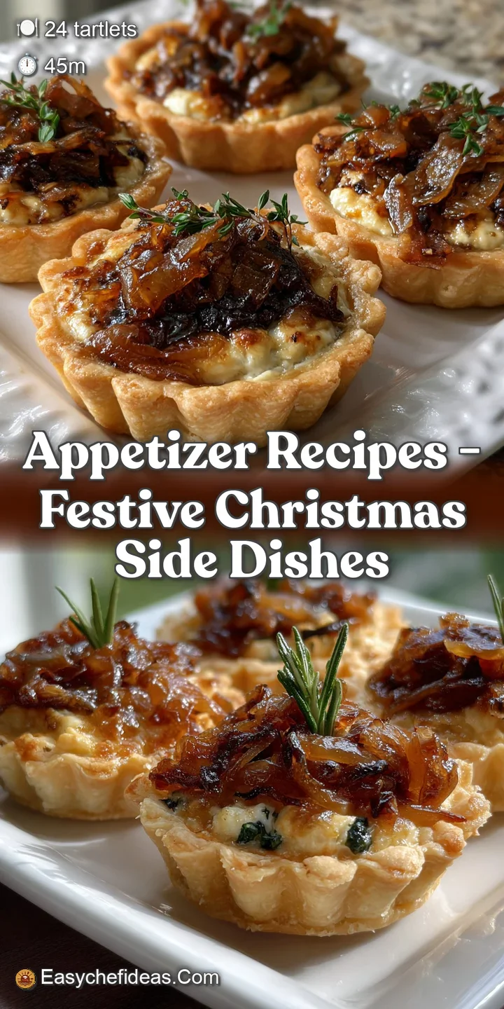 Close-up of a warm, bubbling balsamic onion bite. The rich, dark glaze contrasts beautifully with the golden-brown toast a...