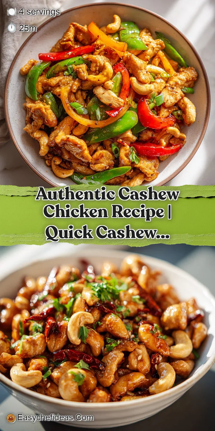 Close-up of tender cashew chicken, rich brown sauce glistening, with crunchy cashews and fresh green onion adding vibrant ...