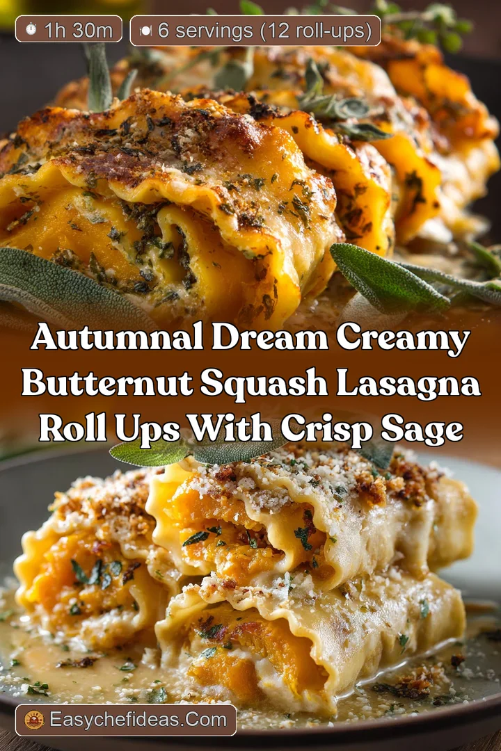 Autumnal Dream Creamy Butternut Squash Lasagna Roll Ups with Crisp Sage