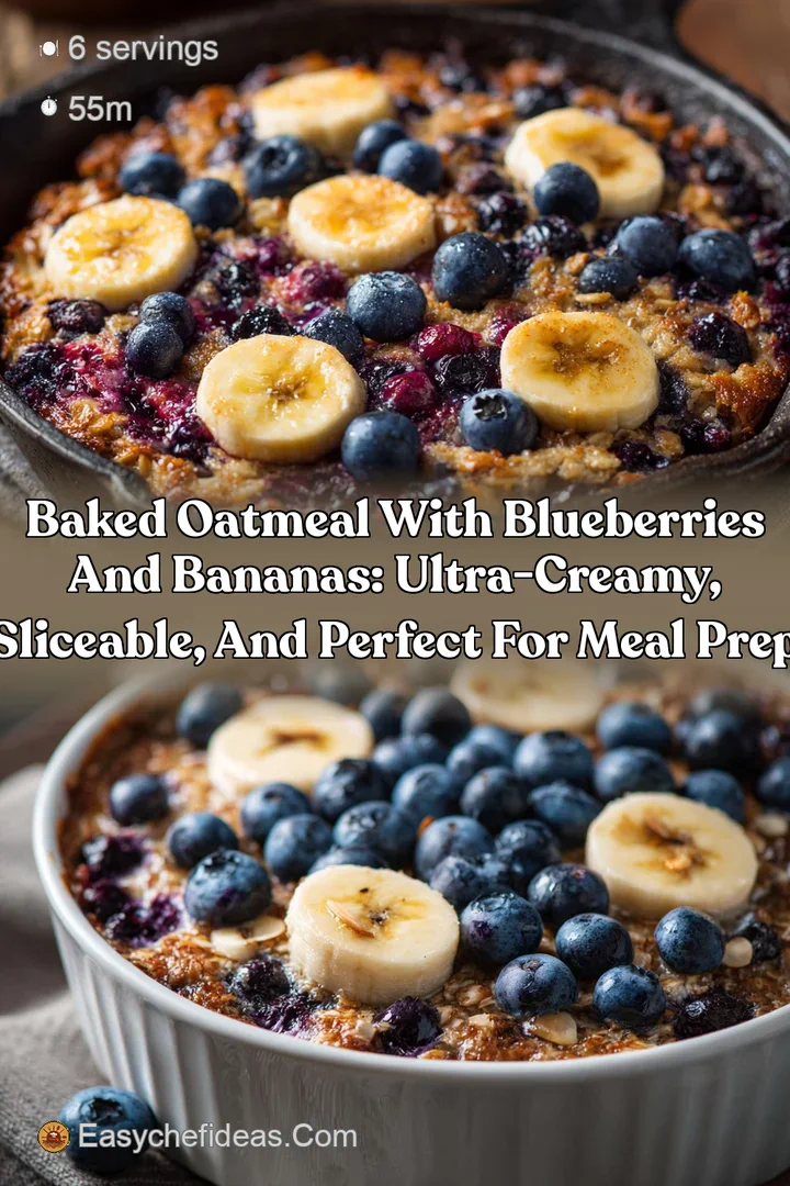 Baked Oatmeal with Blueberries and Bananas: Ultra-Creamy Sliceable and Perfect for Meal Prep