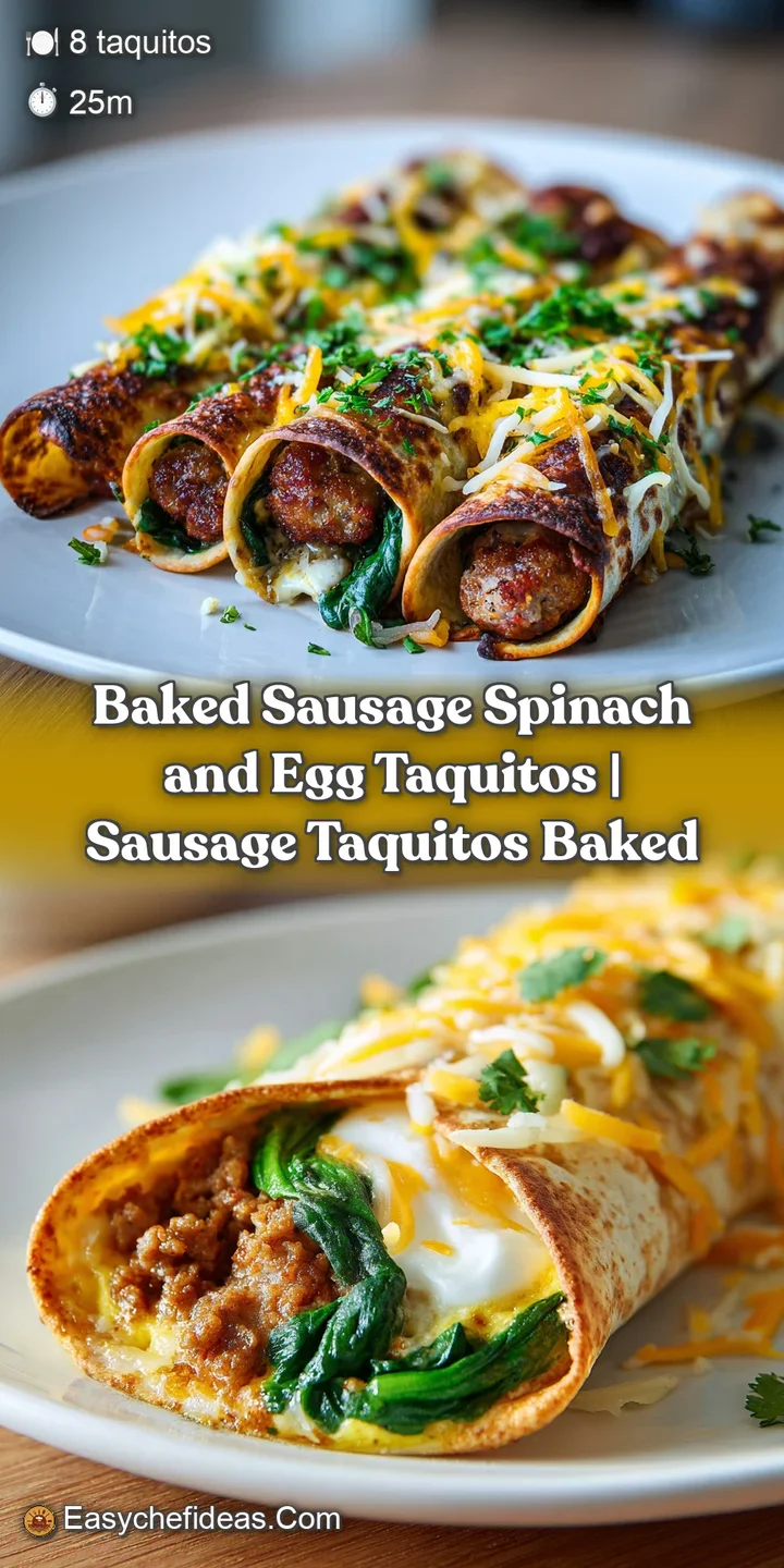 Close-up of a baked taquito: flaky, golden shell reveals savory sausage filling. Drizzled sauce adds creamy texture. Delic...