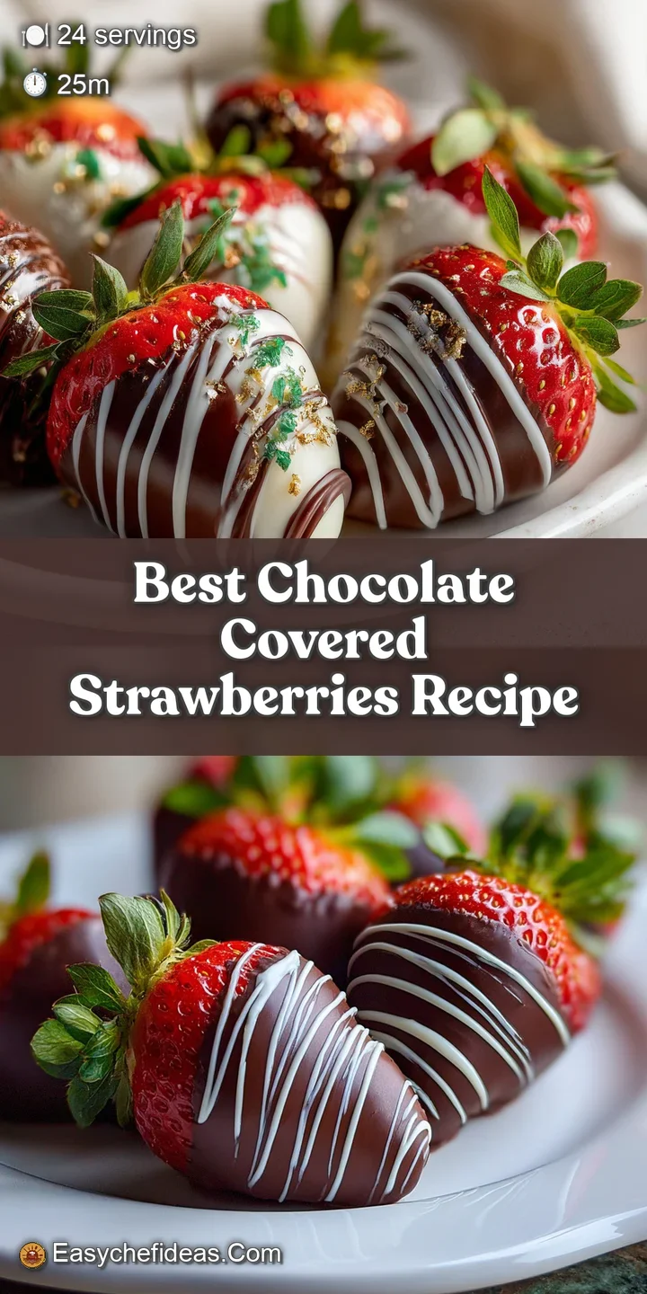 Close-up of a plump strawberry coated in rich, dark chocolate. The smooth, reflective surface hints at a decadent, sweet t...