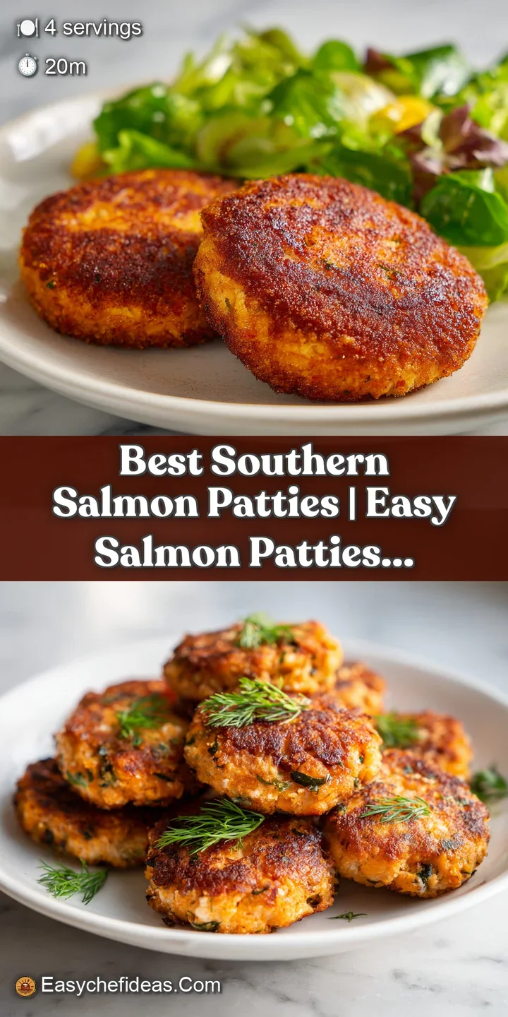Crispy, golden-brown salmon patty with visible flecks of herbs, glistening under soft light.
