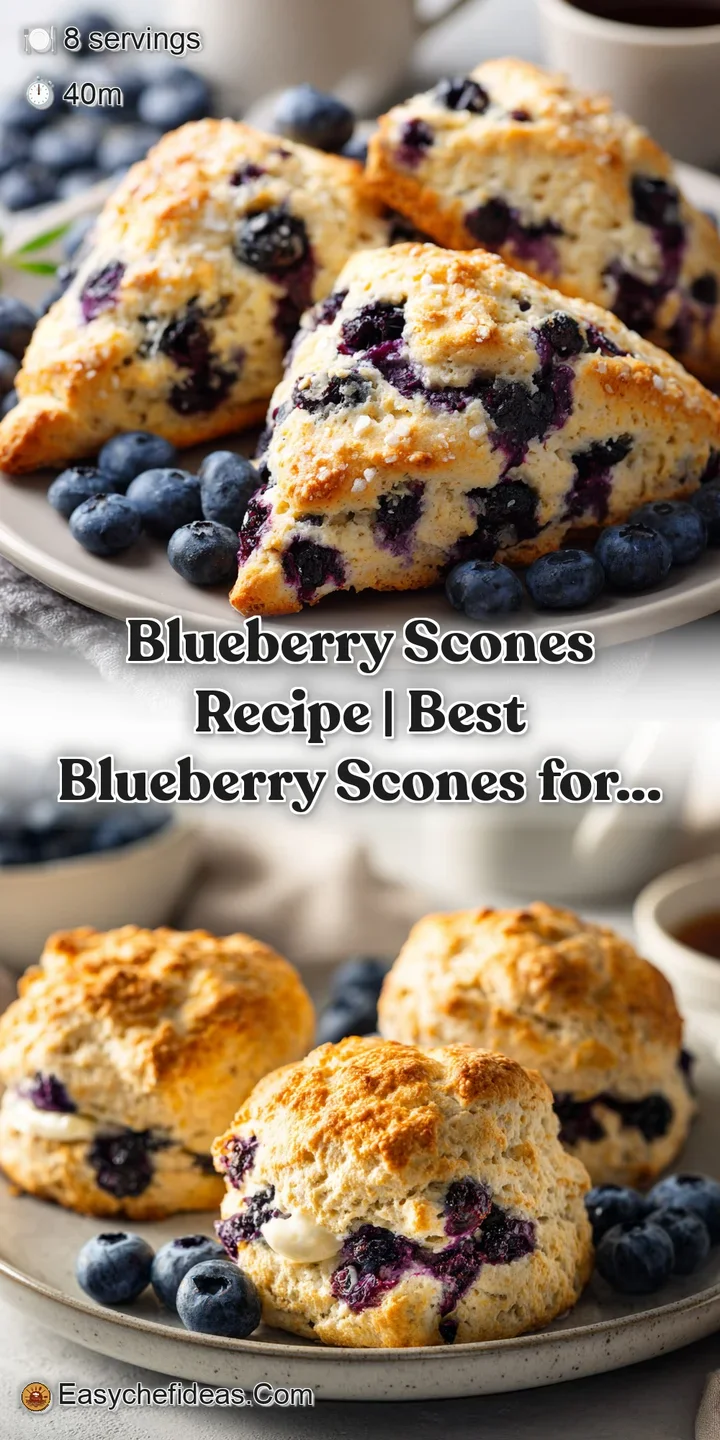 Close-up of a tender, crumbly scone revealing juicy blueberries and a golden interior crust.
