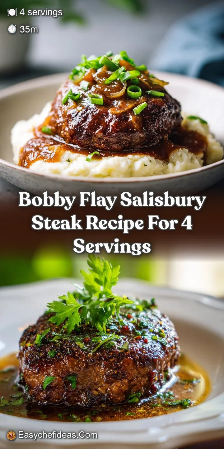 Close-up of a glistening Salisbury steak, showcasing its tender, browned surface and the rich, velvety texture of the gravy.