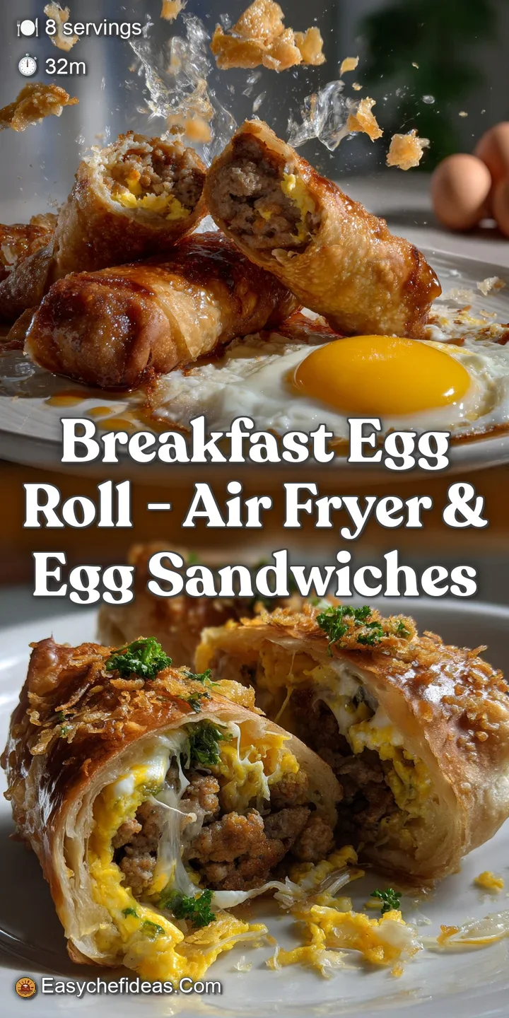 Close-up of a sizzling egg roll, showcasing a flaky, golden exterior. Steam rising, promising a warm, savory, and deliciou...