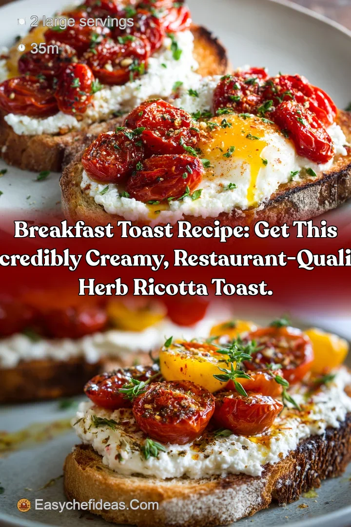 Breakfast Toast Recipe: Get this incredibly creamy restaurant-quality herb ricotta toast.