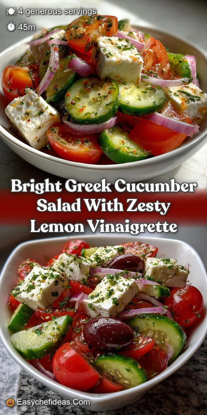 Bright Greek Cucumber Salad with Zesty Lemon Vinaigrette