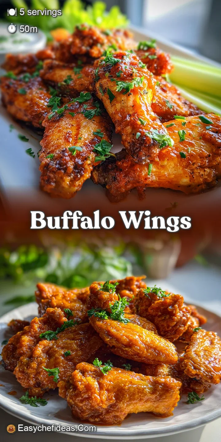 Close-up of a juicy buffalo wing, coated in a rich, spicy sauce, highlighting the crispy skin and tender meat.