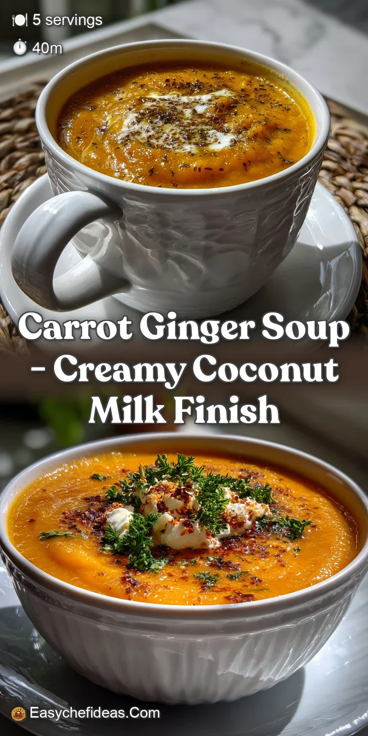 Carrot Ginger Soup - Creamy Coconut Milk Finish