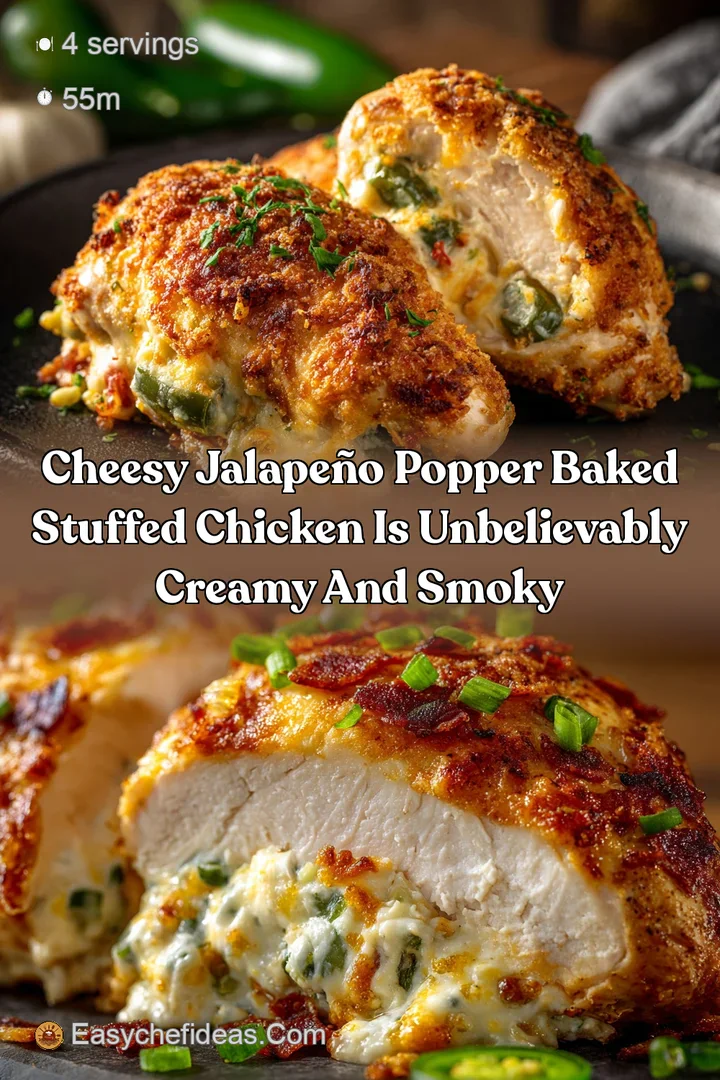 Cheesy Jalape&ntilde;o Popper Baked Stuffed Chicken is unbelievably creamy and smoky