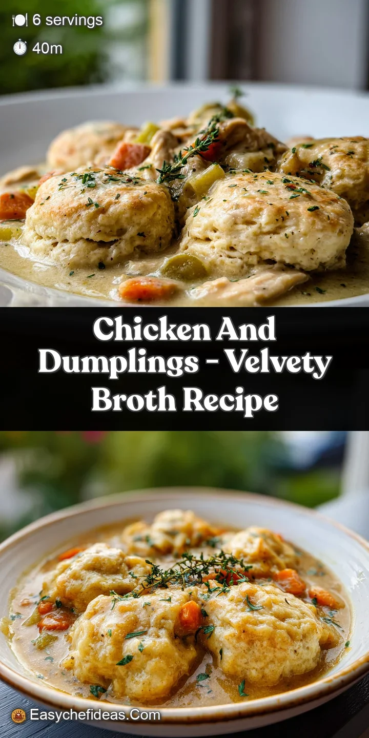 Close-up of fluffy dumplings nestled in a rich, creamy chicken stew. Hints of herbs and golden-browned edges.