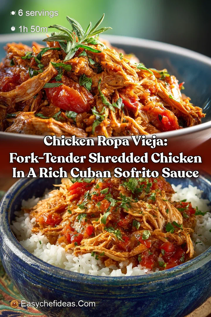 Chicken Ropa Vieja: Fork-Tender Shredded Chicken in a Rich Cuban Sofrito Sauce