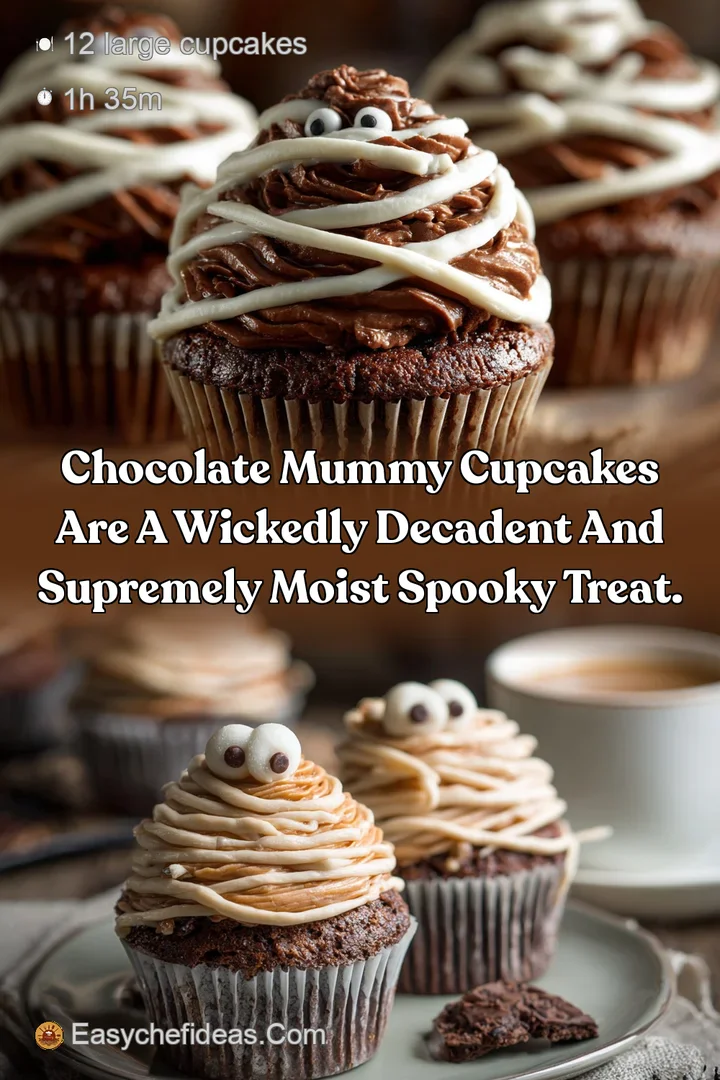 Chocolate Mummy Cupcakes are a wickedly decadent and supremely moist spooky treat.