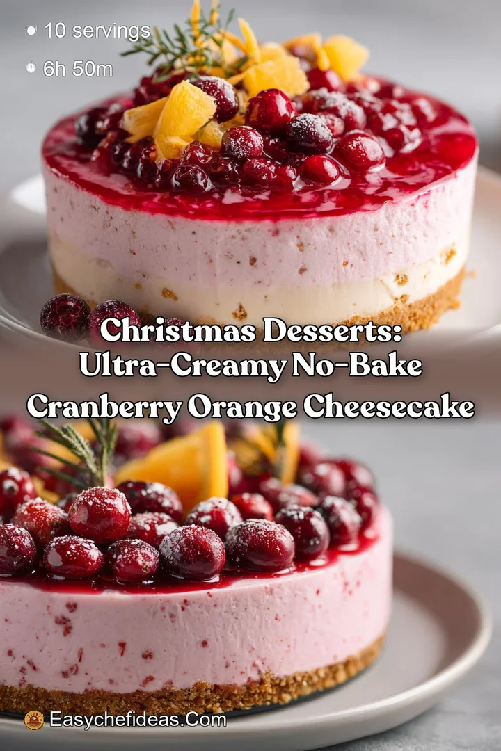 Christmas Desserts: Ultra-Creamy No-Bake Cranberry Orange Cheesecake