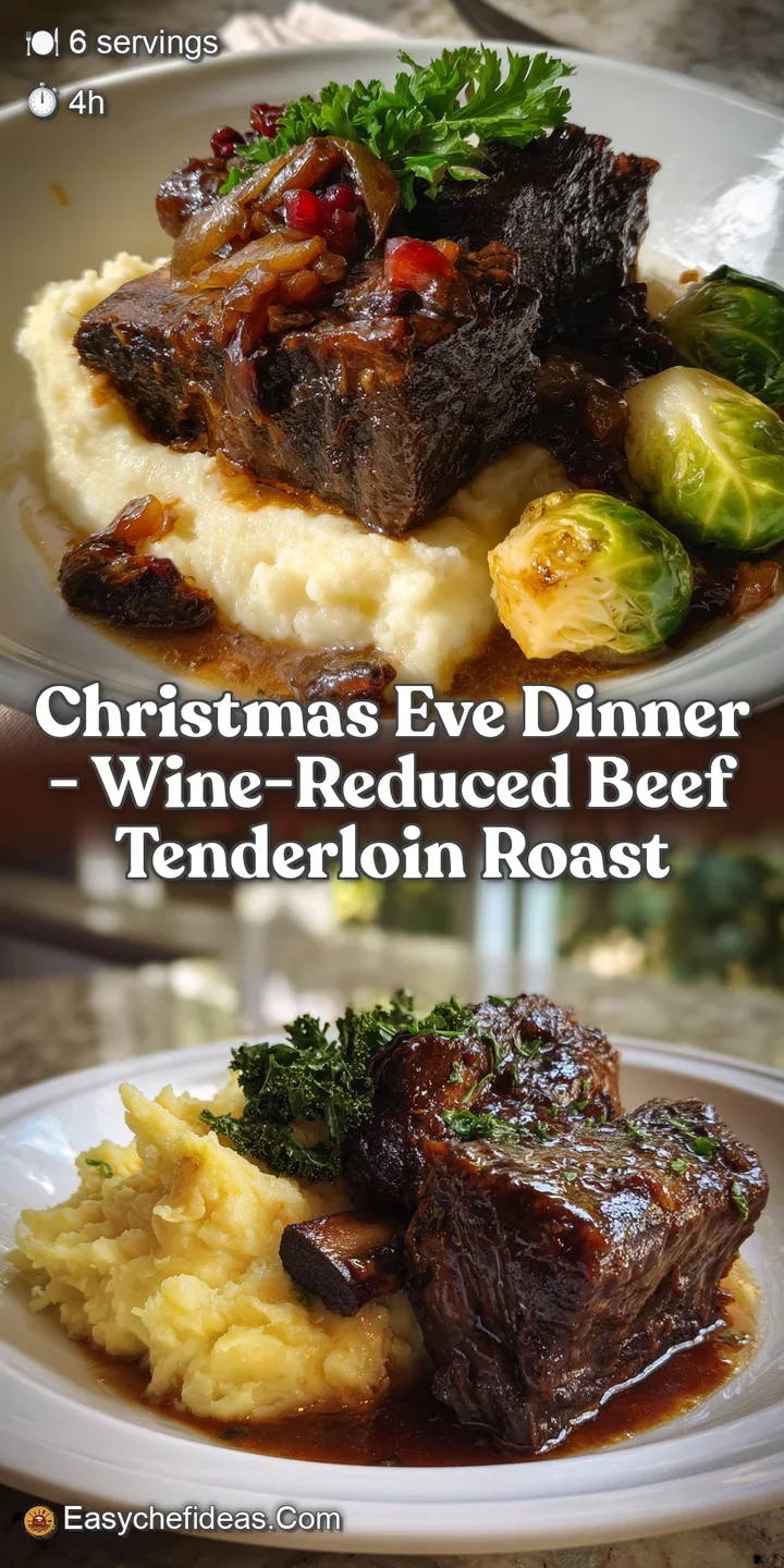 Close-up of a tender, glistening slice of beef roast, revealing a juicy, pink interior. The rich aroma is nearly palpable ...