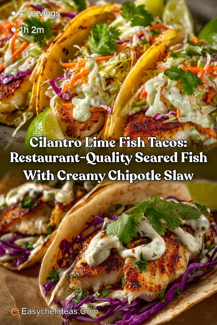 Cilantro Lime Fish Tacos: Restaurant-Quality Seared Fish with Creamy Chipotle Slaw