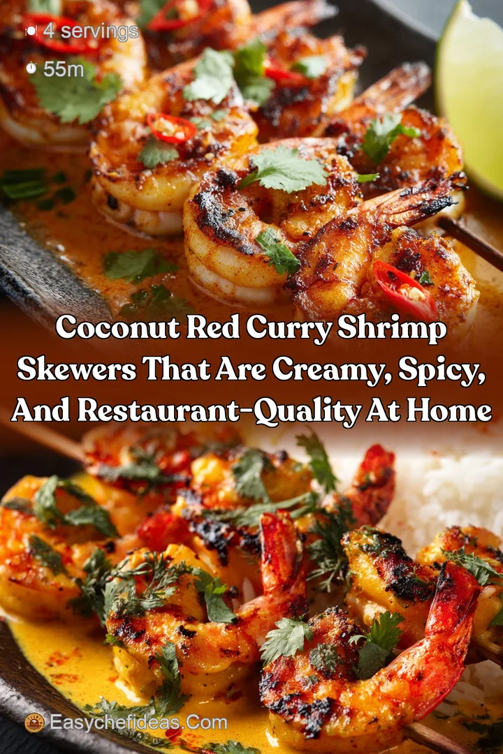 Coconut Red Curry Shrimp Skewers that are creamy spicy and restaurant-quality at home