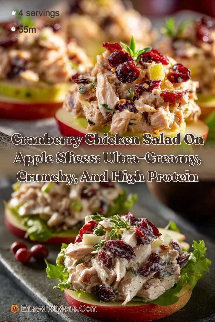Cranberry Chicken Salad on Apple Slices: Ultra-Creamy Crunchy and High Protein