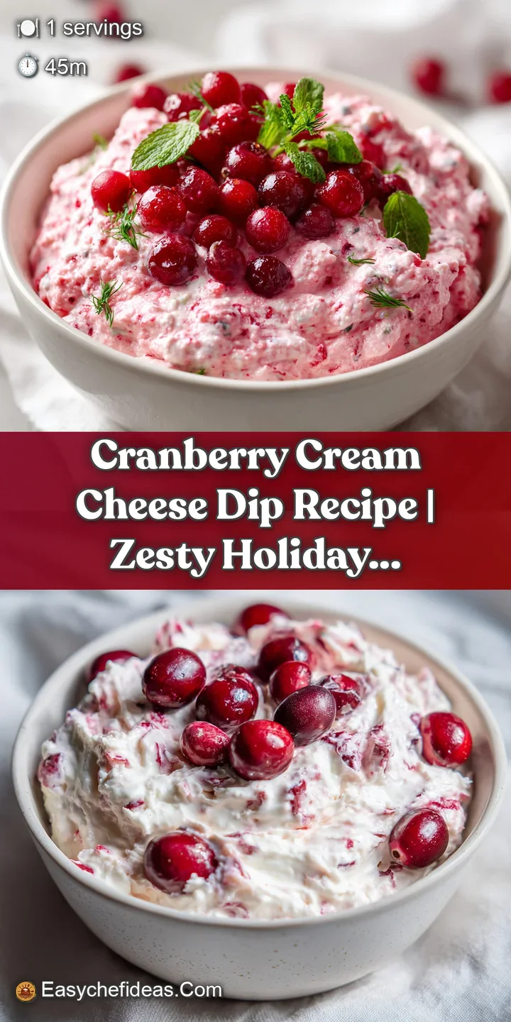 Close-up reveals the creamy, soft texture and vibrant cranberry pieces, inviting a taste of this refreshing and festive dip.