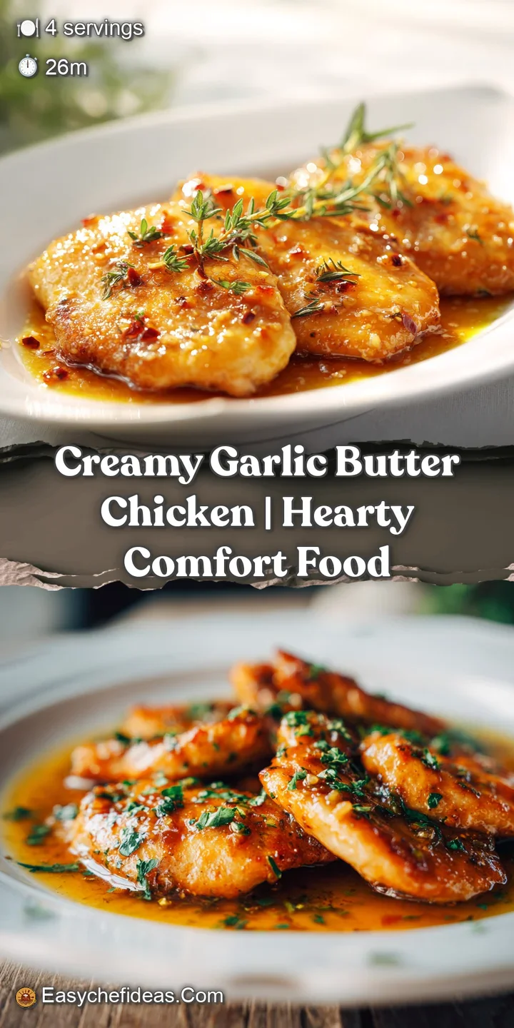 Close-up of juicy chicken breast drenched in a rich, creamy garlic sauce, showing a silky texture and herb flecks