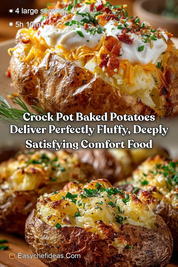 Crock Pot Baked Potatoes deliver perfectly fluffy deeply satisfying comfort food