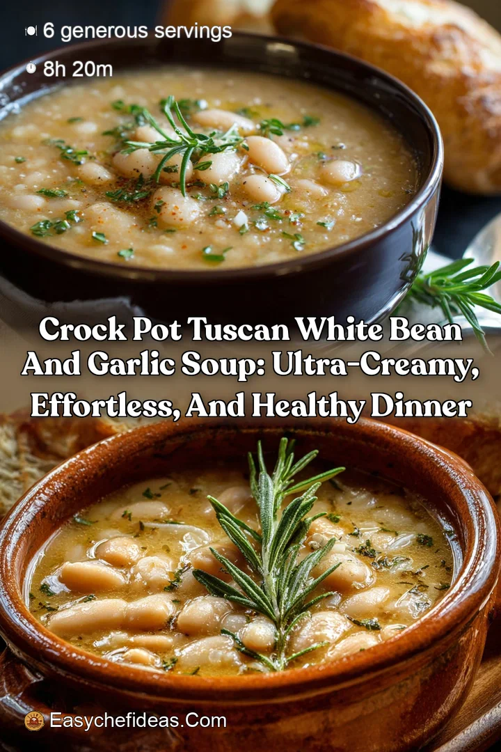 Crock Pot Tuscan White Bean and Garlic Soup: Ultra-Creamy Effortless and Healthy Dinner