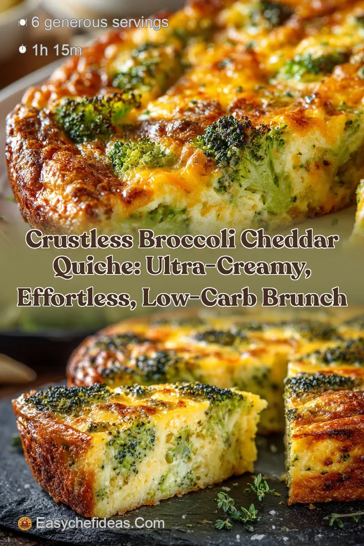 Crustless Broccoli Cheddar Quiche: Ultra-Creamy Effortless Low-Carb Brunch