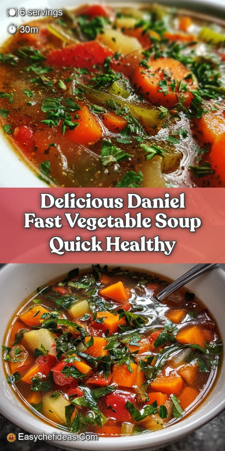 Close-up of hearty vegetable soup: tender carrots, leafy greens, and juicy tomatoes shimmer in a light, savory broth.
