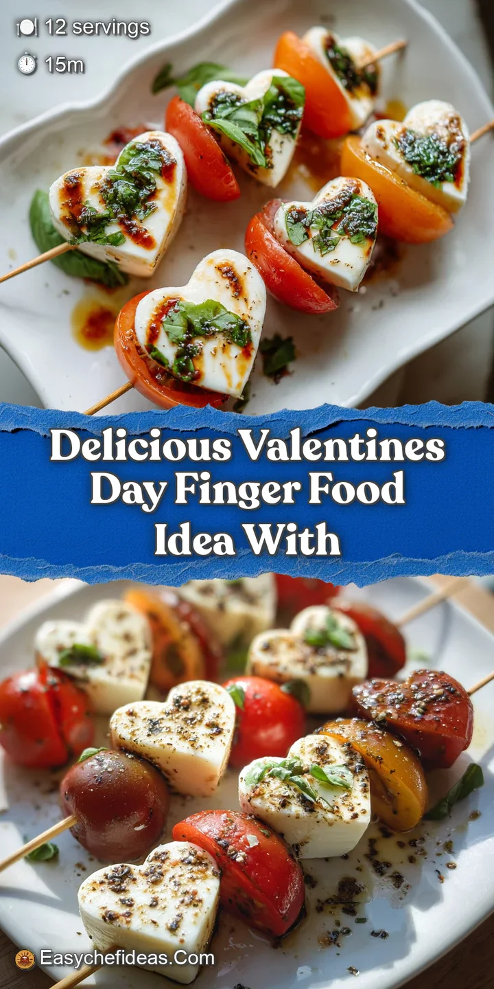 Close-up of heart-shaped Caprese: Juicy red tomato, soft mozzarella, and vibrant green basil, glistening with balsamic red...