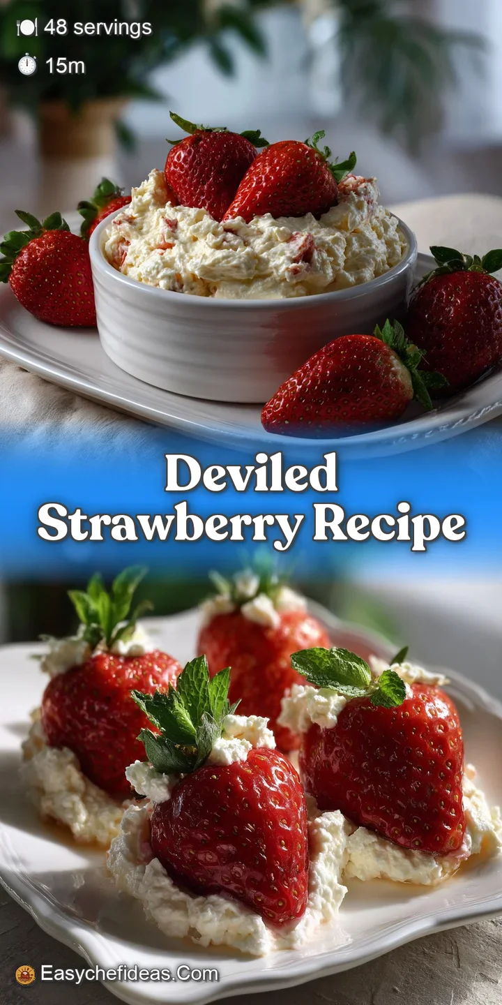 Close-up of a plump, juicy strawberry filled with smooth, white cream cheese filling, dusted with cocoa powder, a tempting...